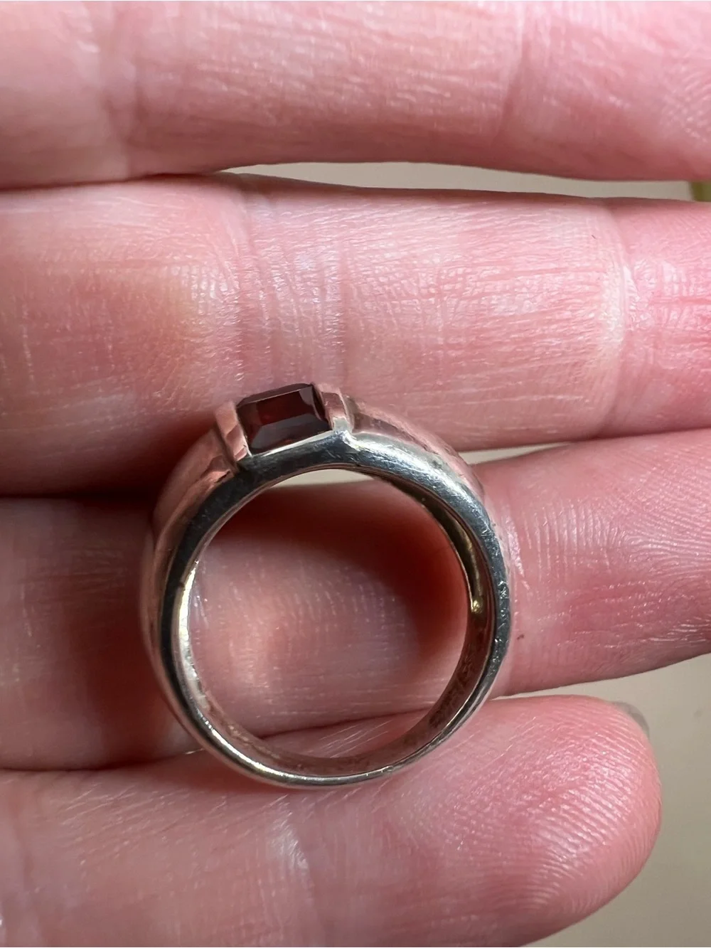 Sterling Silver Ring with Deep Garnet Gemstones